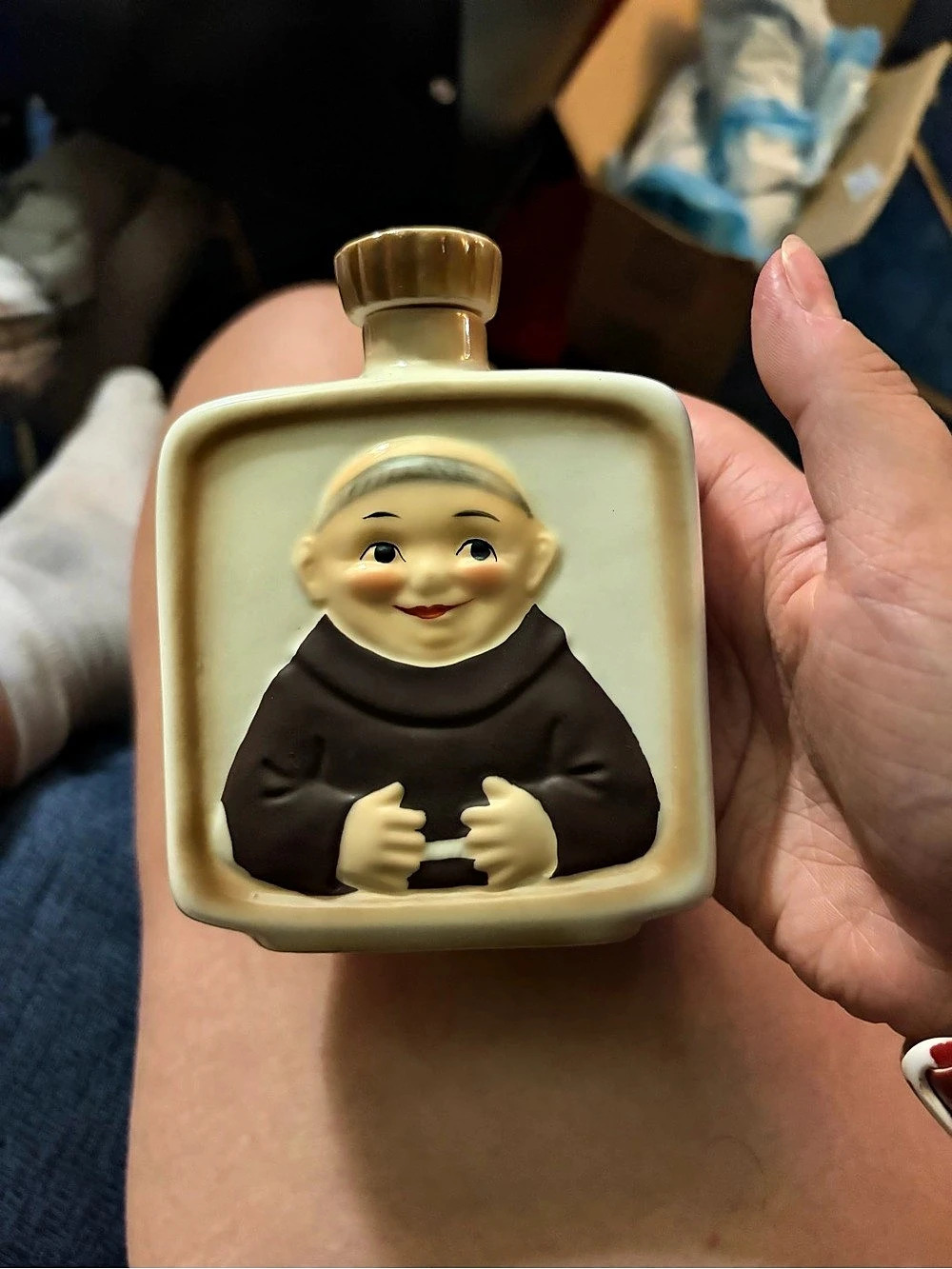 Goebel Friar Tuck Monk Decanter Flask Cream & Brown